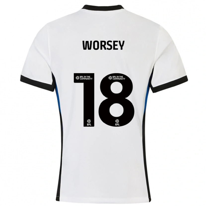 Danxen Niño Camiseta Louanne Worsey #18 Blanco Azul 2ª Equipación 2025/26 La Camisa