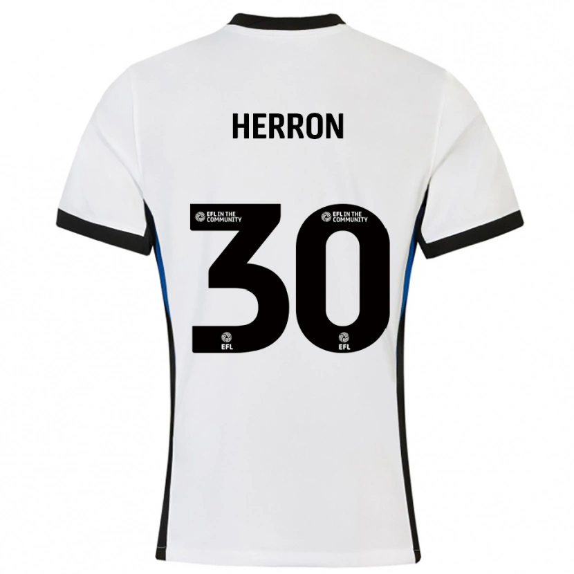 Danxen Niño Camiseta Neve Herron #30 Blanco Azul 2ª Equipación 2025/26 La Camisa