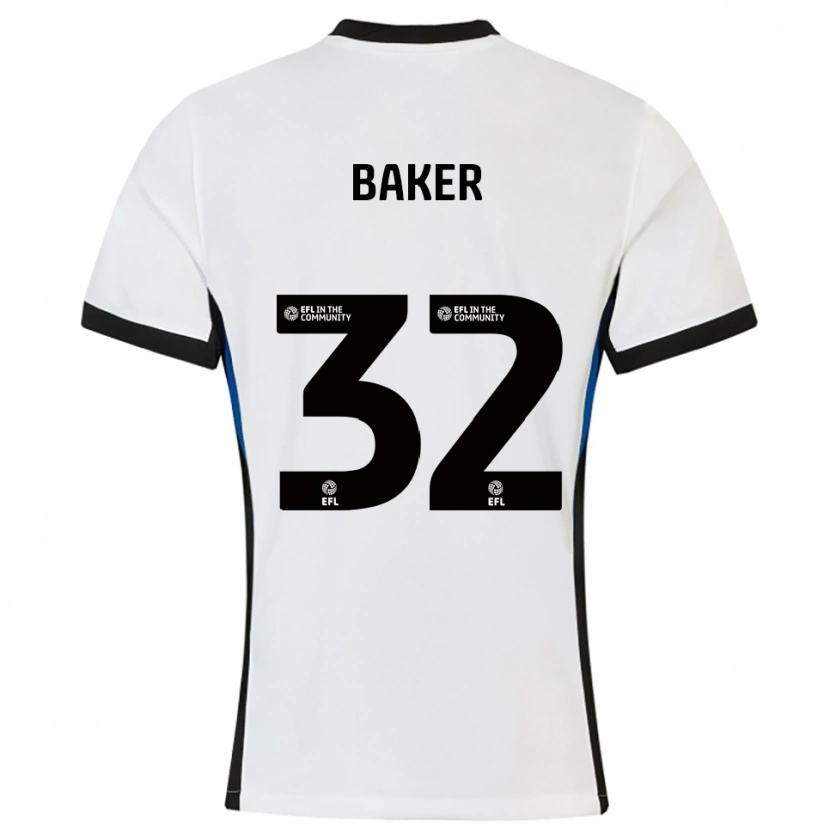 Danxen Niño Camiseta Ava Baker #32 Blanco Azul 2ª Equipación 2025/26 La Camisa