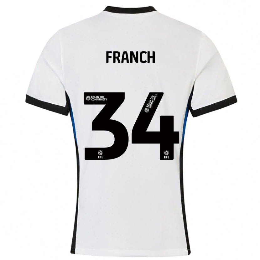 Danxen Niño Camiseta Adrianna Franch #34 Blanco Azul 2ª Equipación 2025/26 La Camisa