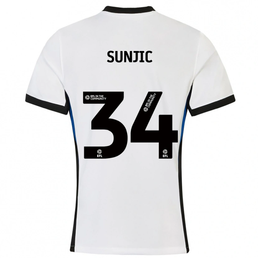 Danxen Niño Camiseta Ivan Sunjic #34 Blanco Azul 2ª Equipación 2025/26 La Camisa