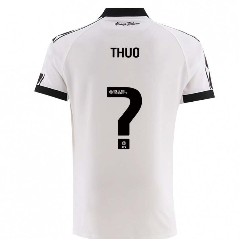 Danxen Niño Camiseta Mark Thuo #0 Blanco Negro 2ª Equipación 2025/26 La Camisa
