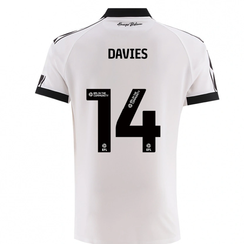 Danxen Niño Camiseta Max Davies #14 Blanco Negro 2ª Equipación 2025/26 La Camisa