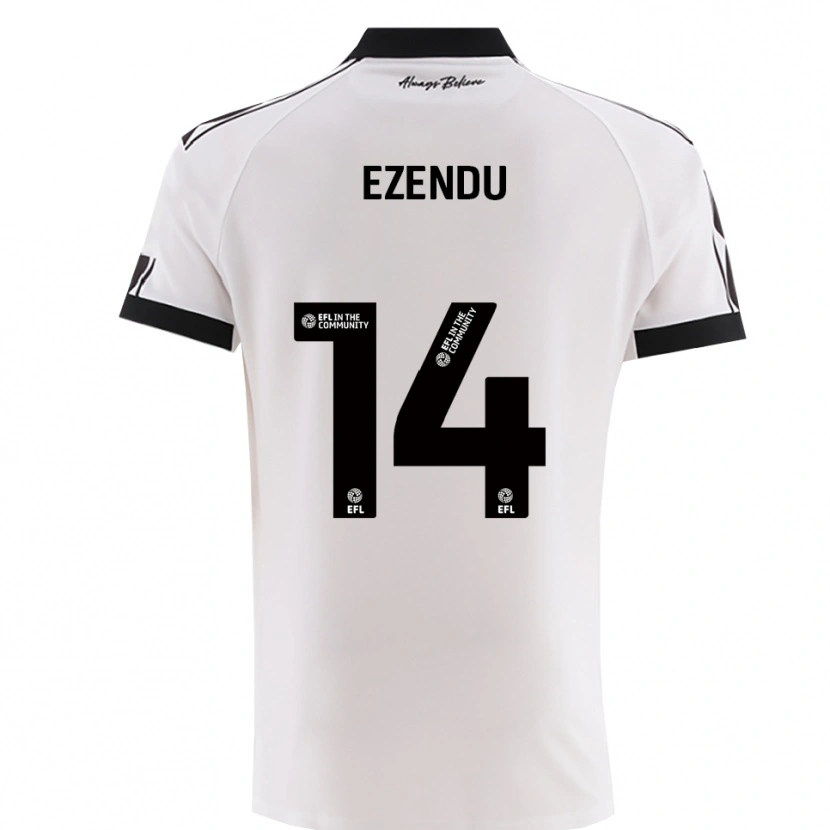 Danxen Niño Camiseta Daniel Ezendu #14 Blanco Negro 2ª Equipación 2025/26 La Camisa