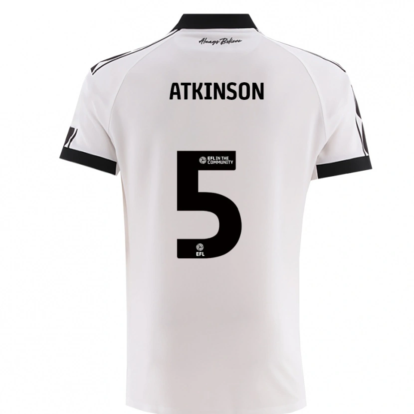 Danxen Niño Camiseta Rob Atkinson #5 Blanco Negro 2ª Equipación 2025/26 La Camisa