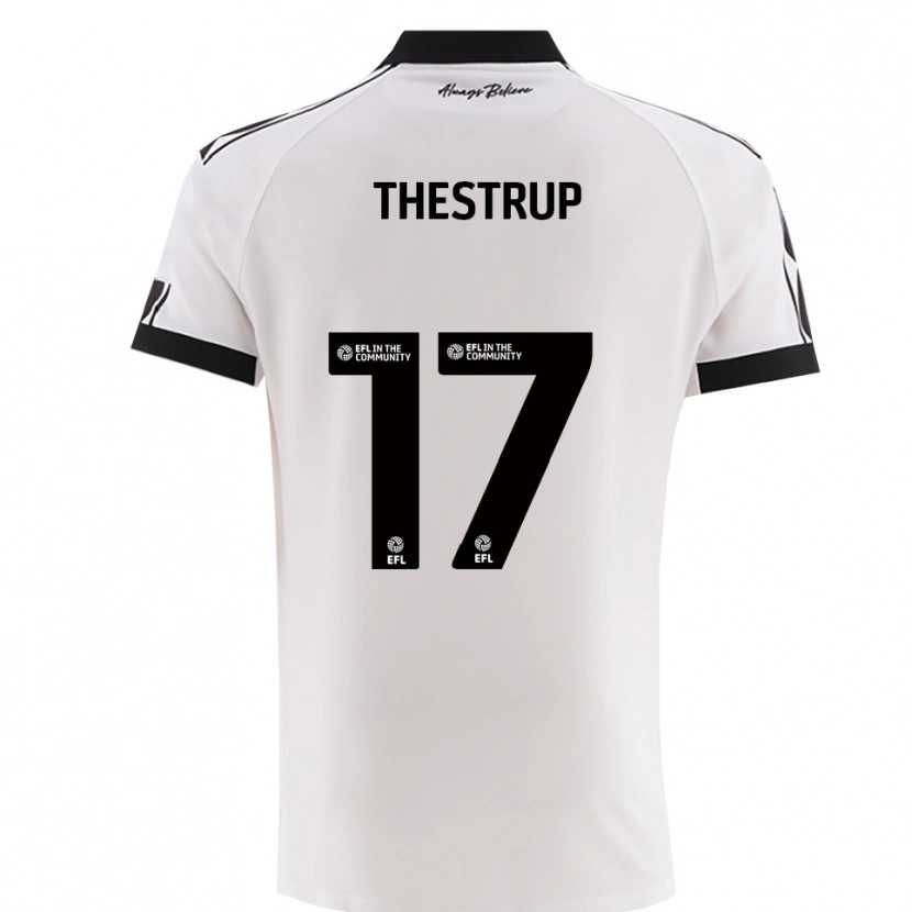 Danxen Niño Camiseta Amalie Thestrup #17 Blanco Negro 2ª Equipación 2025/26 La Camisa