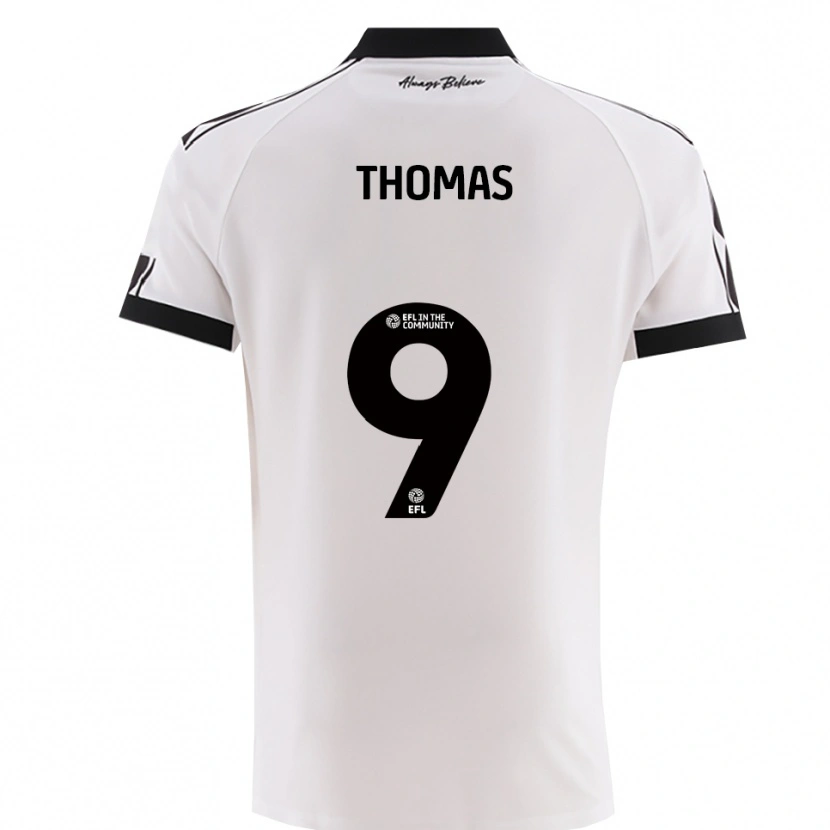 Danxen Niño Camiseta Olly Thomas #9 Blanco Negro 2ª Equipación 2025/26 La Camisa