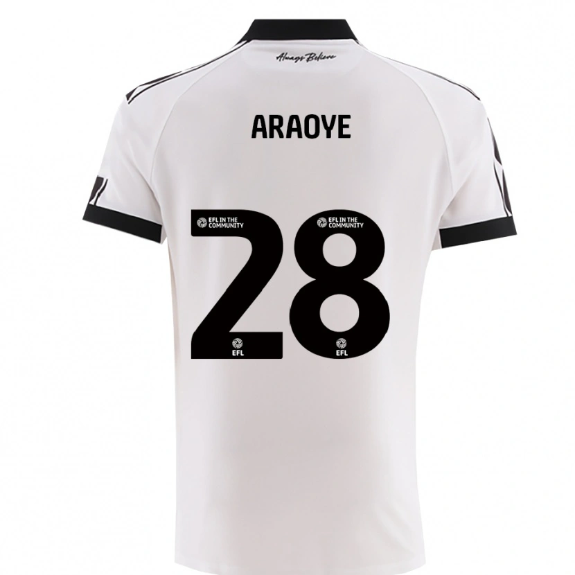 Danxen Niño Camiseta Raphael Araoye #28 Blanco Negro 2ª Equipación 2025/26 La Camisa