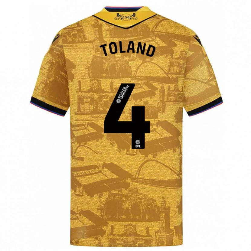 Danxen Niño Camiseta Tyler Toland #4 Oro Negro 2ª Equipación 2025/26 La Camisa
