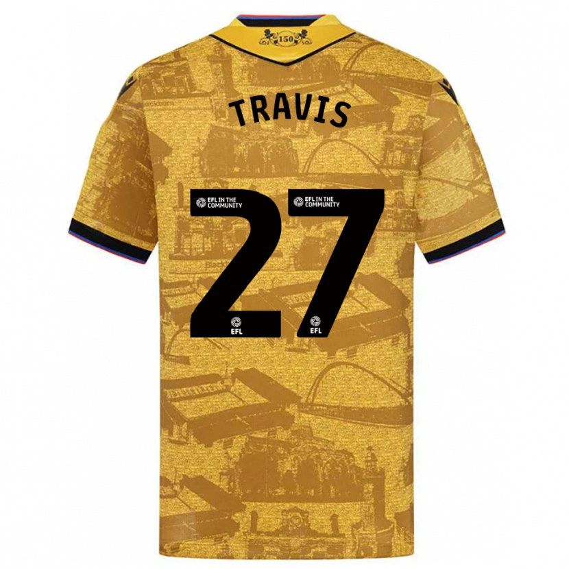 Danxen Niño Camiseta Lewis Travis #27 Oro Negro 2ª Equipación 2025/26 La Camisa