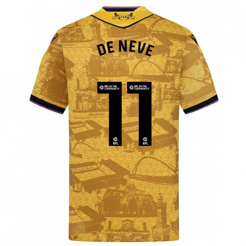 Danxen Niño Camiseta Dion De Neve #11 Oro Negro 2ª Equipación 2025/26 La Camisa