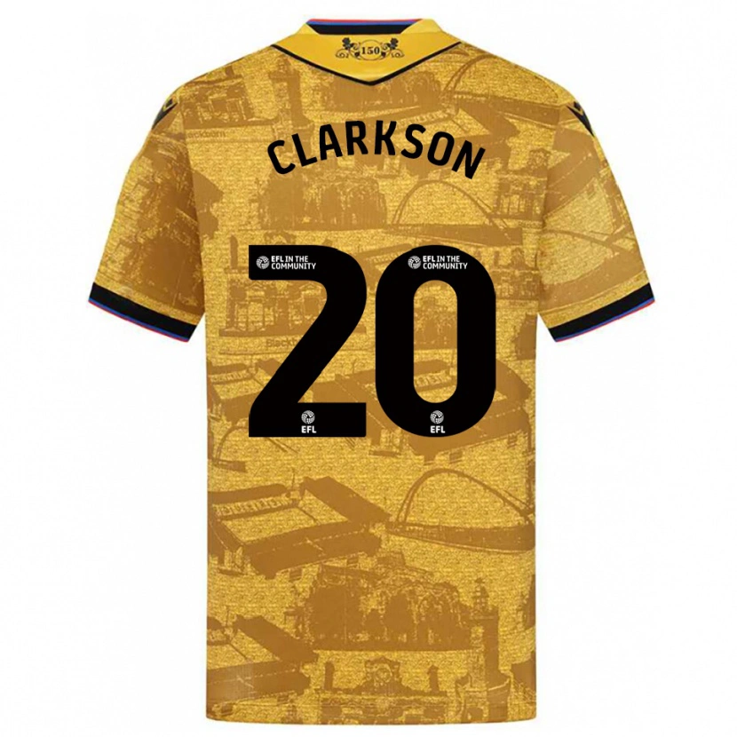 Danxen Niño Camiseta Eve Clarkson #20 Oro Negro 2ª Equipación 2025/26 La Camisa