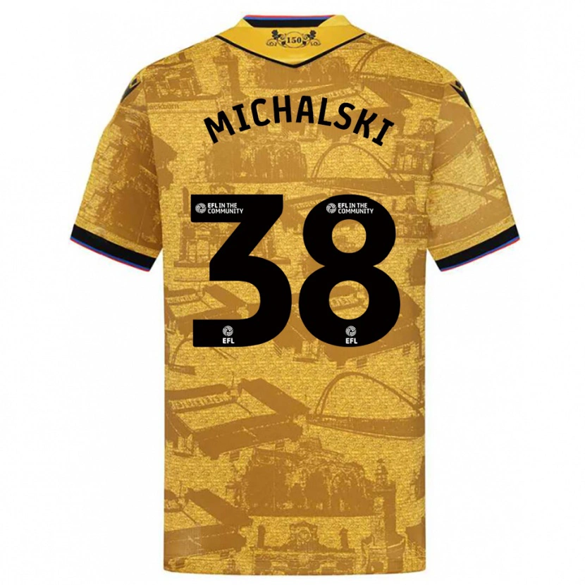 Danxen Niño Camiseta Nicholas Michalski #38 Oro Negro 2ª Equipación 2025/26 La Camisa