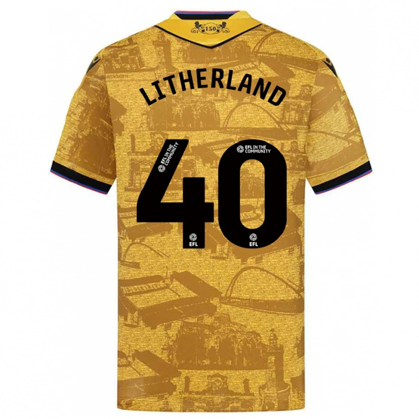 Danxen Niño Camiseta Matty Litherland #40 Oro Negro 2ª Equipación 2025/26 La Camisa