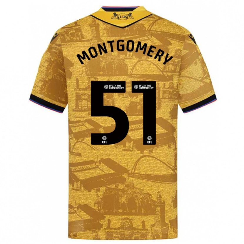 Danxen Niño Camiseta Kristi Montgomery #51 Oro Negro 2ª Equipación 2025/26 La Camisa