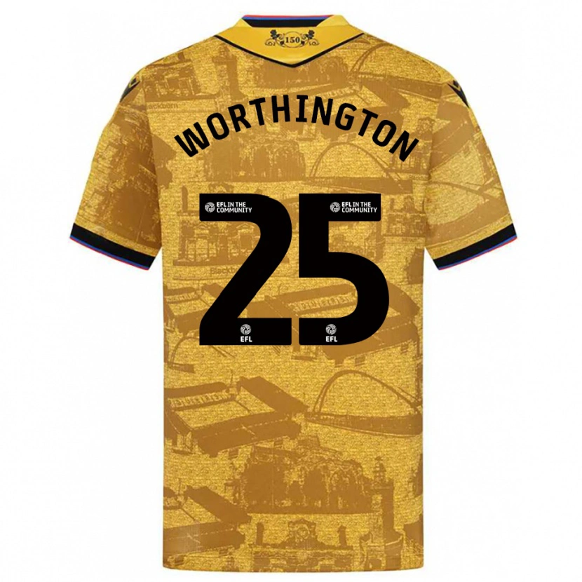 Danxen Niño Camiseta Nicola Worthington #25 Oro Negro 2ª Equipación 2025/26 La Camisa