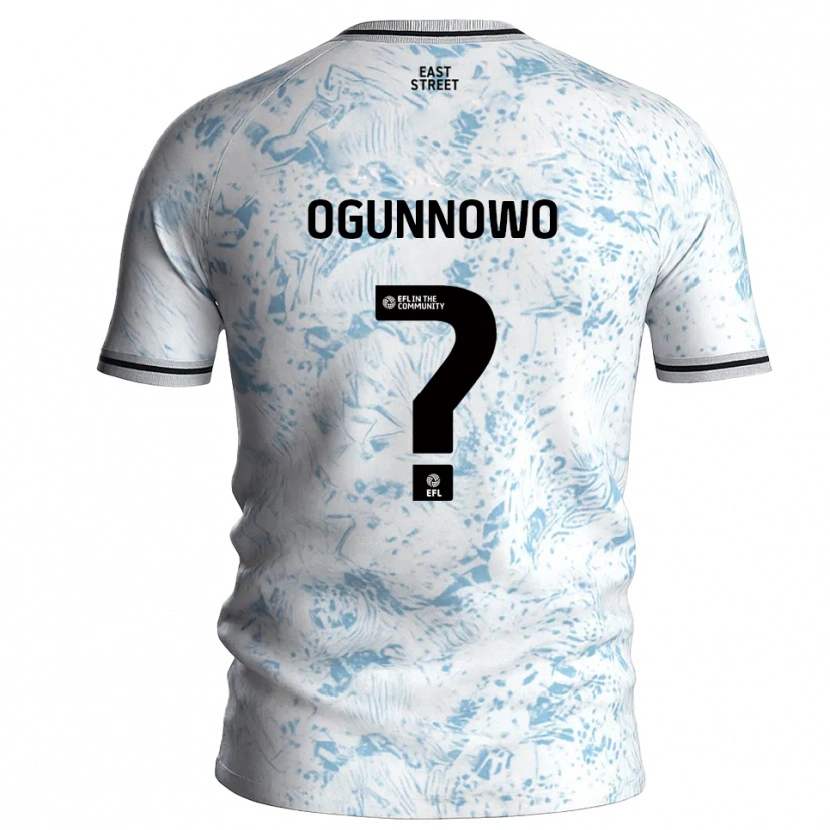 Danxen Niño Camiseta Joshua Ogunnowo #0 Blanco Azul Celeste 2ª Equipación 2025/26 La Camisa
