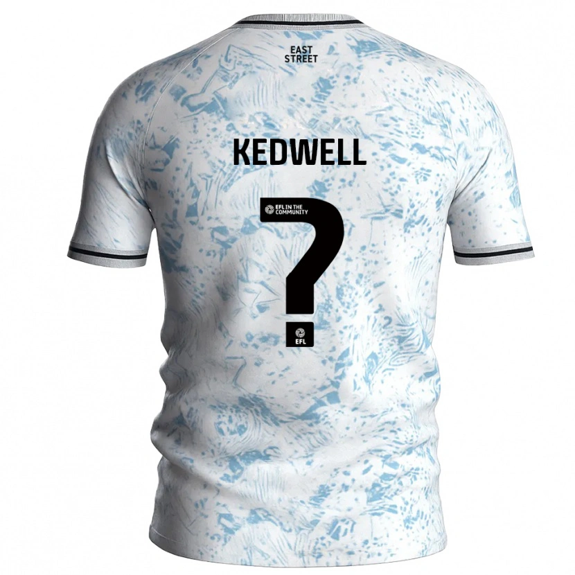 Danxen Niño Camiseta Harvey Kedwell #0 Blanco Azul Celeste 2ª Equipación 2025/26 La Camisa
