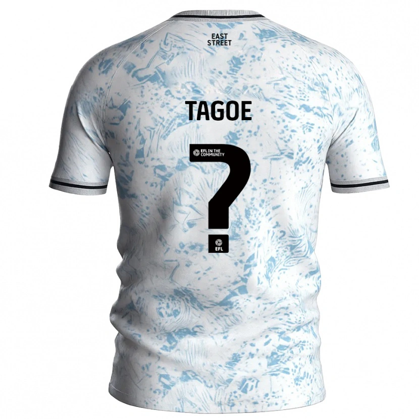 Danxen Niño Camiseta Bradley Tagoe #0 Blanco Azul Celeste 2ª Equipación 2025/26 La Camisa