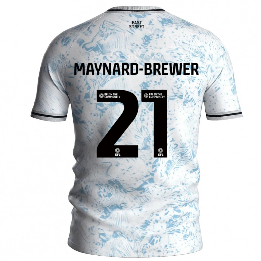 Danxen Niño Camiseta Ashley Maynard-Brewer #21 Blanco Azul Celeste 2ª Equipación 2025/26 La Camisa