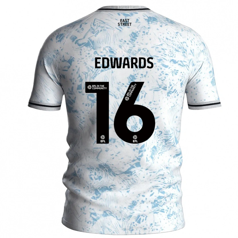 Danxen Niño Camiseta Josh Edwards #16 Blanco Azul Celeste 2ª Equipación 2025/26 La Camisa