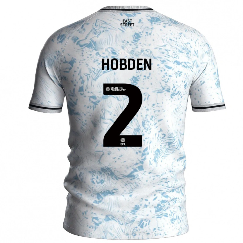 Danxen Niño Camiseta Ollie Hobden #2 Blanco Azul Celeste 2ª Equipación 2025/26 La Camisa