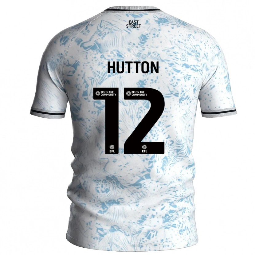 Danxen Niño Camiseta Jodie Hutton #12 Blanco Azul Celeste 2ª Equipación 2025/26 La Camisa