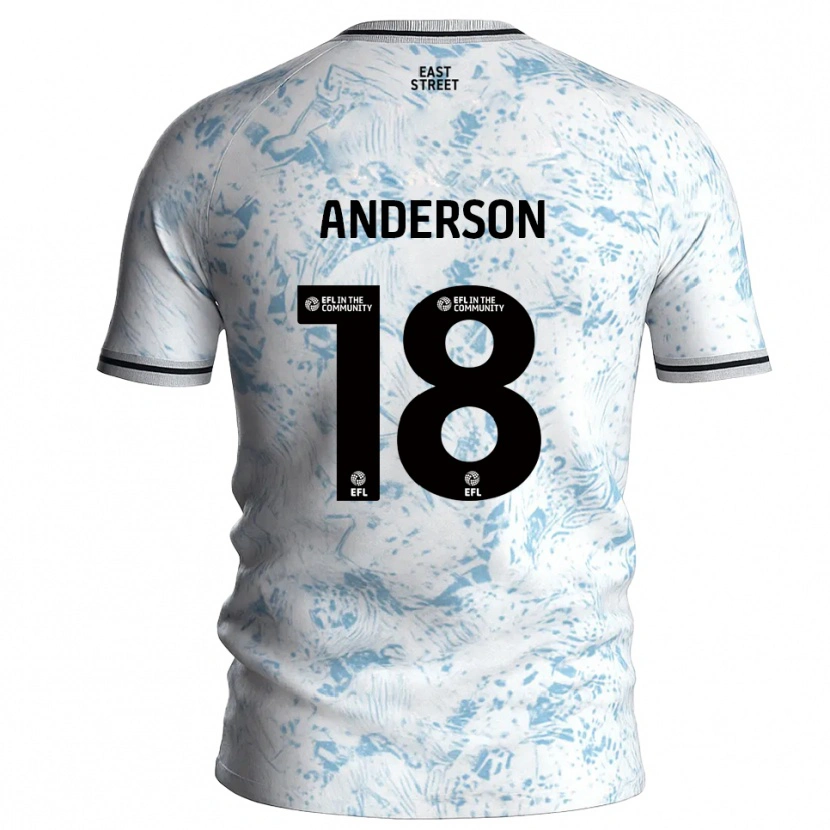 Danxen Niño Camiseta Karoy Anderson #18 Blanco Azul Celeste 2ª Equipación 2025/26 La Camisa