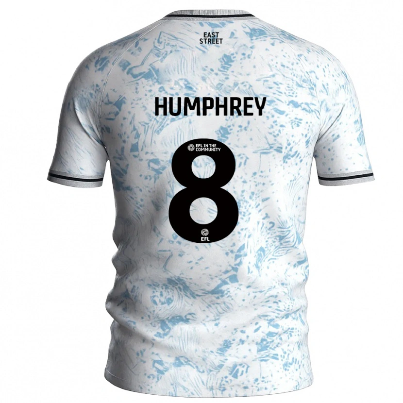 Danxen Niño Camiseta Carla Humphrey #8 Blanco Azul Celeste 2ª Equipación 2025/26 La Camisa