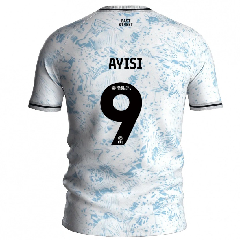 Danxen Niño Camiseta Freda Ayisi #9 Blanco Azul Celeste 2ª Equipación 2025/26 La Camisa