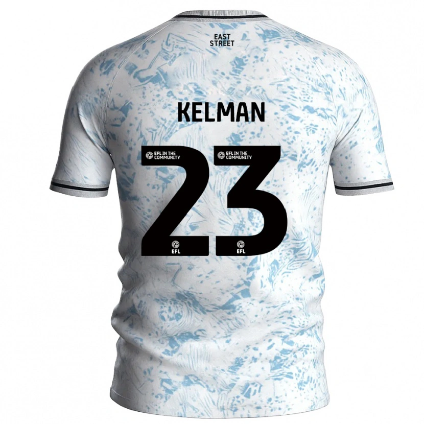 Danxen Niño Camiseta Charlie Kelman #23 Blanco Azul Celeste 2ª Equipación 2025/26 La Camisa