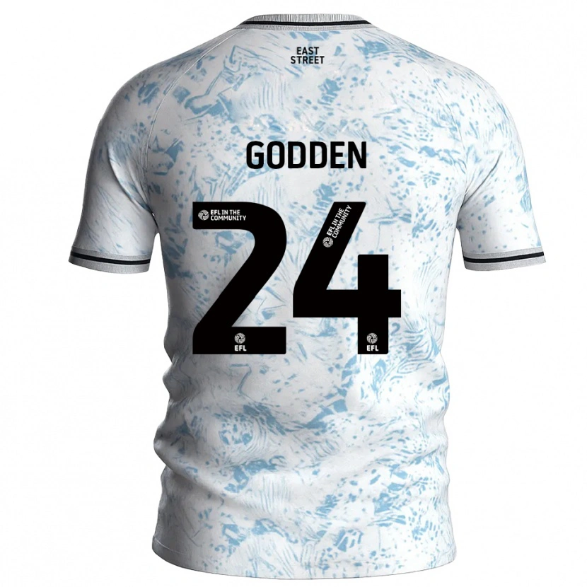 Danxen Niño Camiseta Matty Godden #24 Blanco Azul Celeste 2ª Equipación 2025/26 La Camisa
