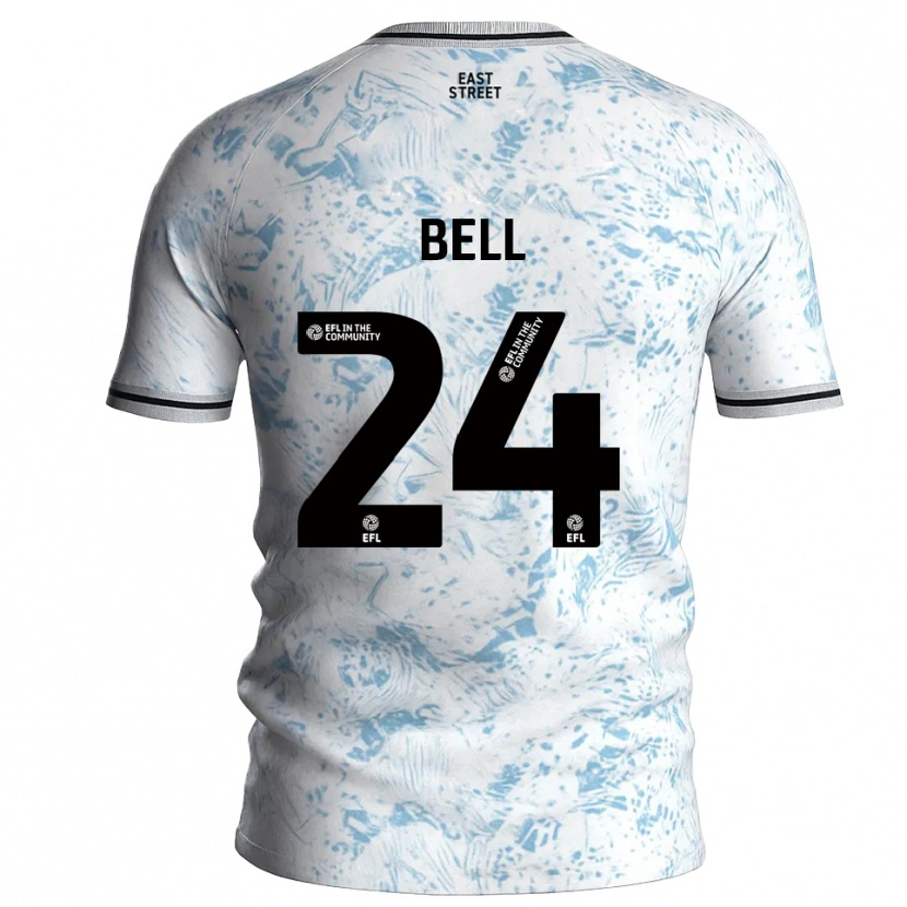 Danxen Niño Camiseta Taylor Bell #24 Blanco Azul Celeste 2ª Equipación 2025/26 La Camisa