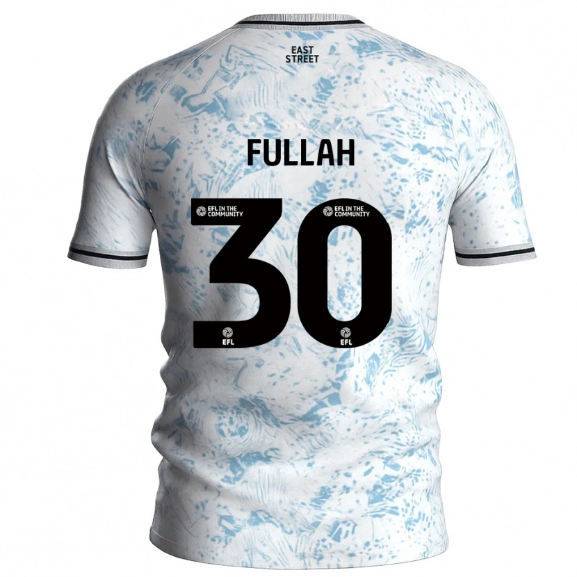 Danxen Niño Camiseta Ibrahim Fullah #30 Blanco Azul Celeste 2ª Equipación 2025/26 La Camisa