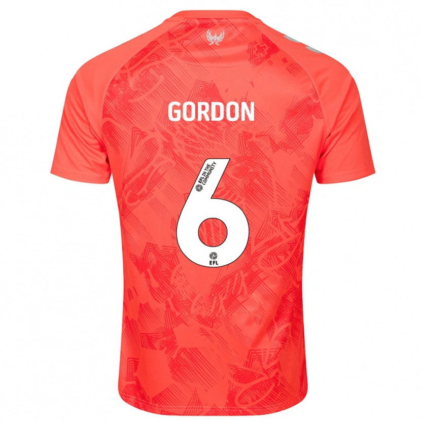 Danxen Niño Camiseta Joshua Gordon #6 Naranja Blanco 2ª Equipación 2025/26 La Camisa