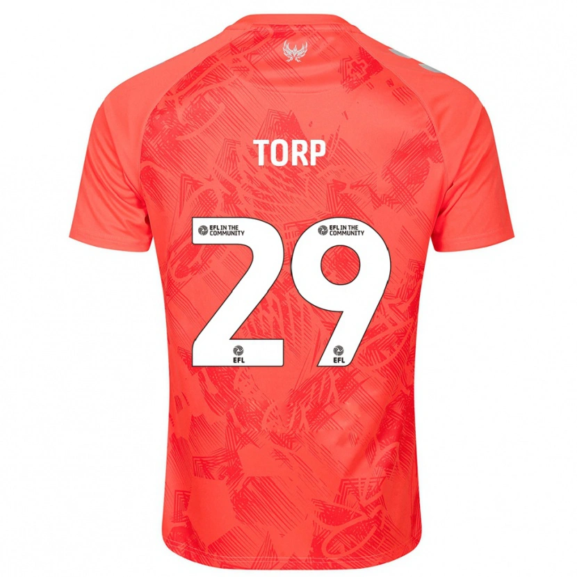 Danxen Niño Camiseta Victor Torp #29 Naranja Blanco 2ª Equipación 2025/26 La Camisa