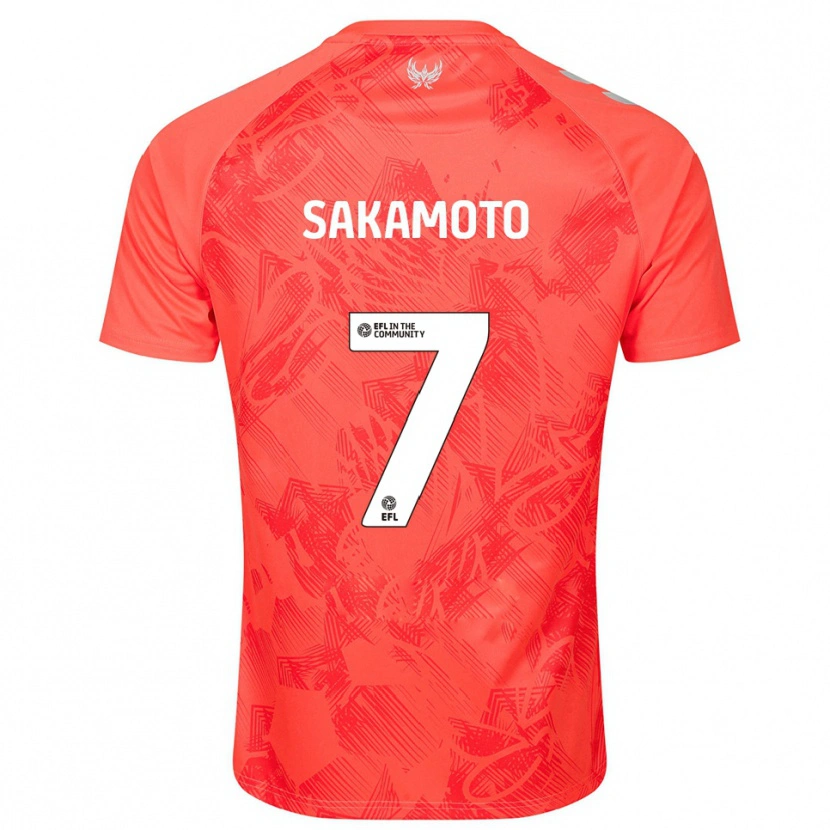 Danxen Niño Camiseta Tatsuhiro Sakamoto #7 Naranja Blanco 2ª Equipación 2025/26 La Camisa