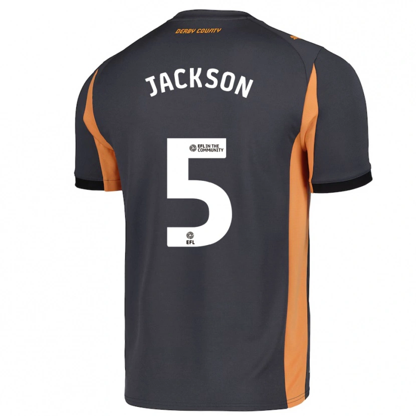Danxen Niño Camiseta Sarah Jackson #5 Gris Naranja Negro 2ª Equipación 2025/26 La Camisa