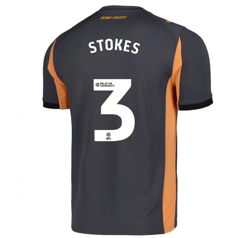 Danxen Niño Camiseta George Stokes #3 Gris Naranja Negro 2ª Equipación 2025/26 La Camisa