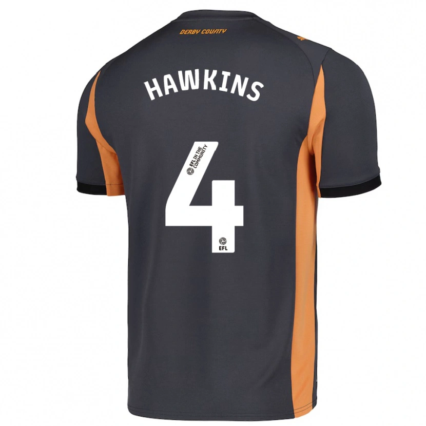 Danxen Niño Camiseta Harry Hawkins #4 Gris Naranja Negro 2ª Equipación 2025/26 La Camisa