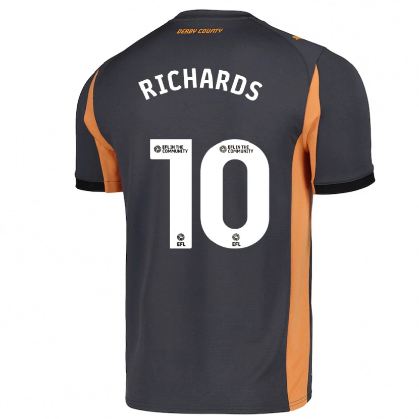 Danxen Niño Camiseta Jerome Richards #10 Gris Naranja Negro 2ª Equipación 2025/26 La Camisa