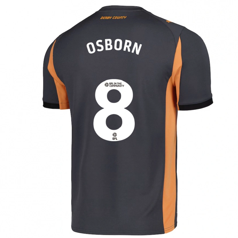 Danxen Niño Camiseta Ben Osborn #8 Gris Naranja Negro 2ª Equipación 2025/26 La Camisa
