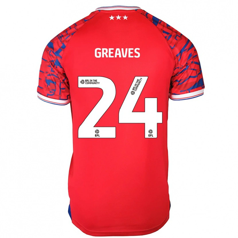Danxen Niño Camiseta Jacob Greaves #24 Rojo Azul 2ª Equipación 2025/26 La Camisa