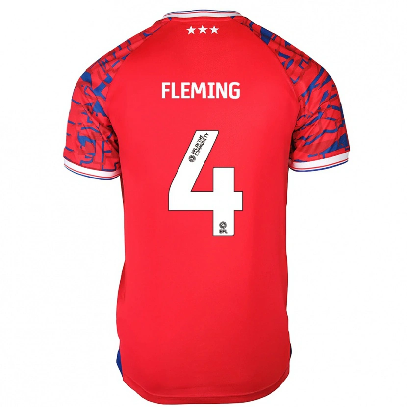Danxen Niño Camiseta Charlotte Fleming #4 Rojo Azul 2ª Equipación 2025/26 La Camisa