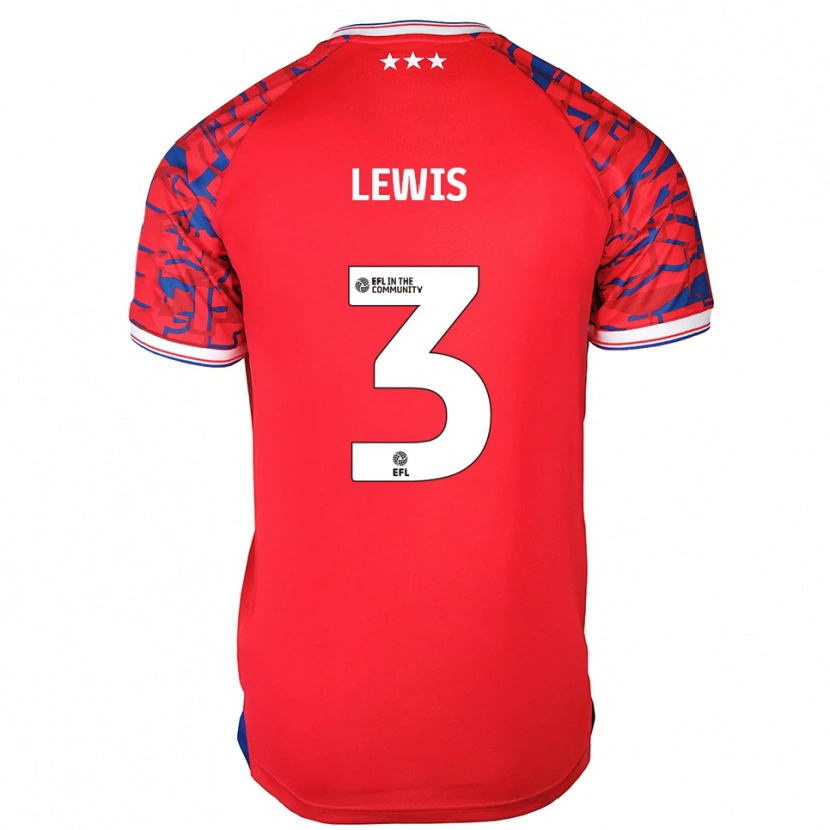 Danxen Niño Camiseta Josh Lewis #3 Rojo Azul 2ª Equipación 2025/26 La Camisa