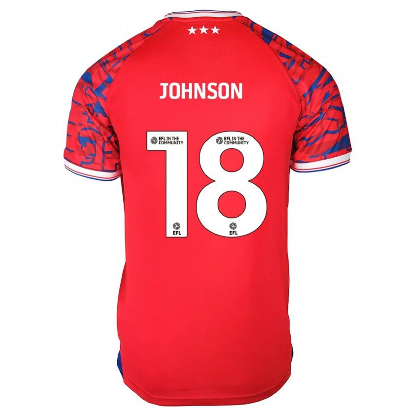 Danxen Niño Camiseta Ben Johnson #18 Rojo Azul 2ª Equipación 2025/26 La Camisa