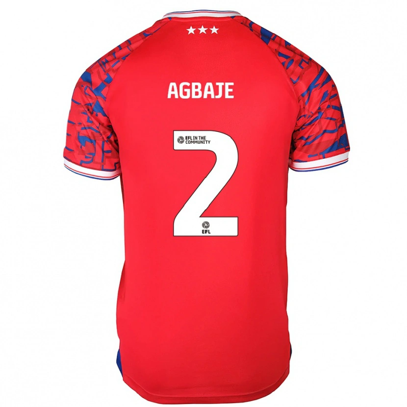 Danxen Niño Camiseta Edwin Agbaje #2 Rojo Azul 2ª Equipación 2025/26 La Camisa