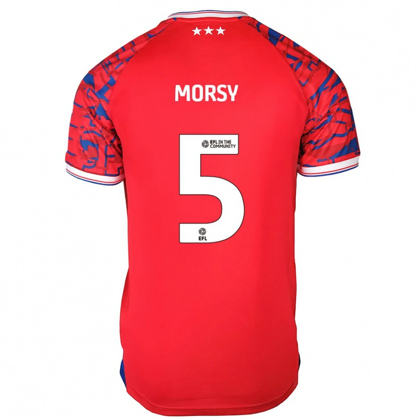 Danxen Niño Camiseta Samy Morsy #5 Rojo Azul 2ª Equipación 2025/26 La Camisa