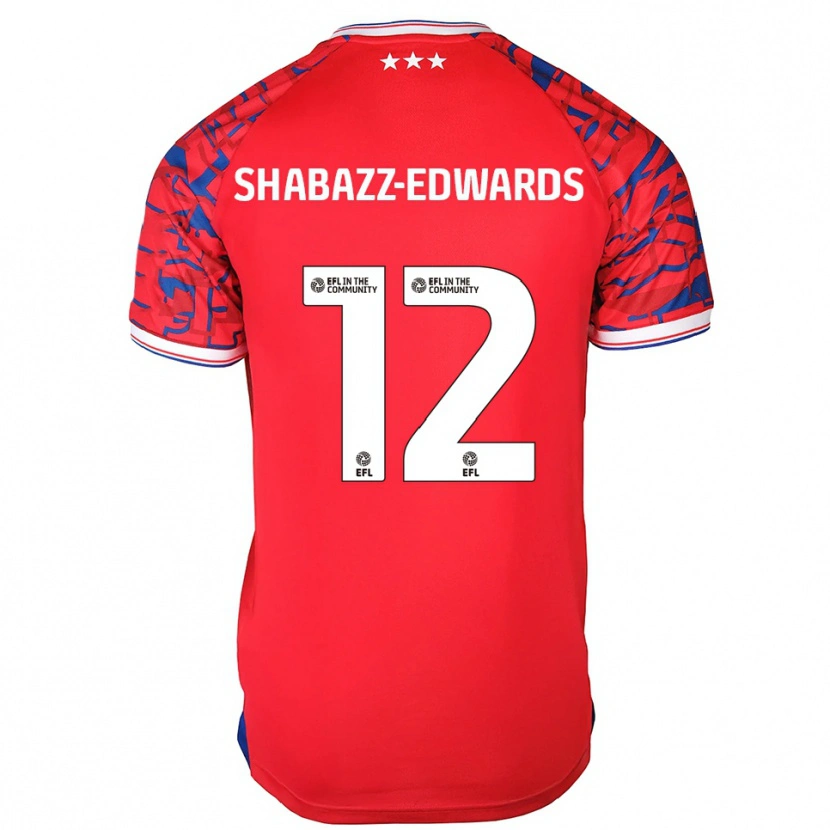 Danxen Niño Camiseta Walker Shabazz-Edwards #12 Rojo Azul 2ª Equipación 2025/26 La Camisa