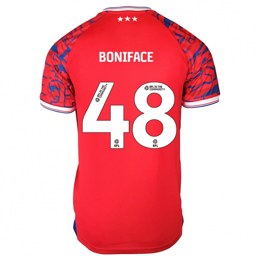 Danxen Niño Camiseta Somto Boniface #48 Rojo Azul 2ª Equipación 2025/26 La Camisa